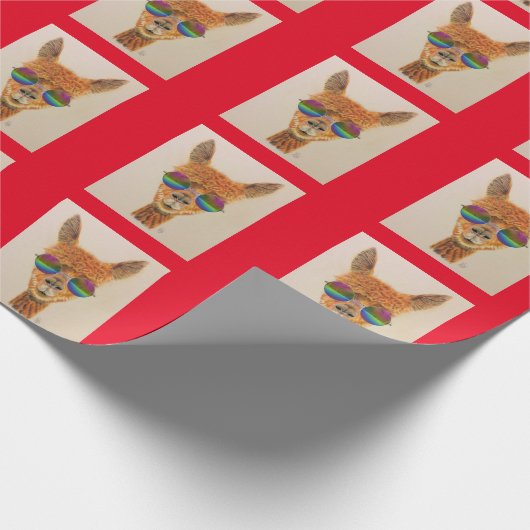 LLAMA MET RAINBOW SUNGLASSEN BIRTHDAY CADEAUPAPIER (Hoek)