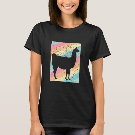 Llama met Retro achtergrond T-shirt (Voorkant)