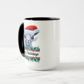Llama met Santa Hat en Mok van tekst (Voorkant links)