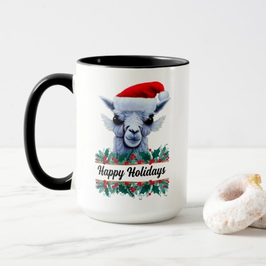 Llama met Santa Hat en Mok van tekst (Met donut)
