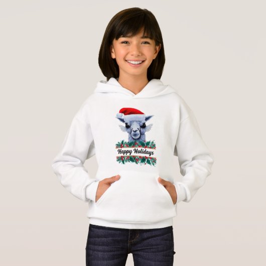 Llama met Santa Hat Hoodie (Voorkant volledig)
