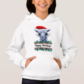 Llama met Santa Hat Hoodie (Voorkant)