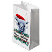 Llama met Santa Hat Klein Cadeauzakje (Voorkant Gekanteld)