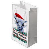 Llama met Santa Hat Klein Cadeauzakje (Achterkant Gekanteld)