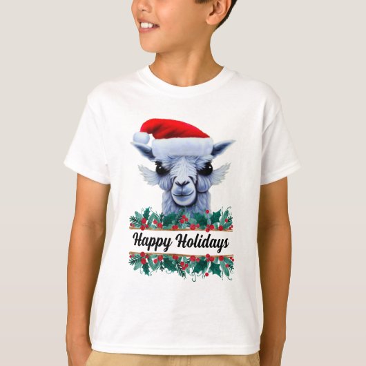 Llama met Santa Hat met tekst T-shirt (Voorkant)