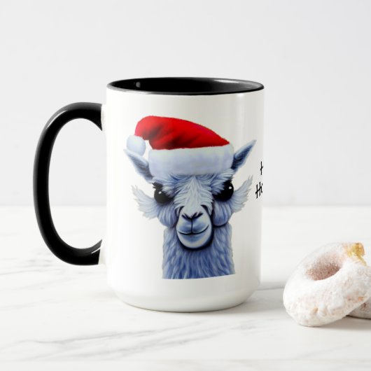 Llama met Santa Hat Mok (Met donut)