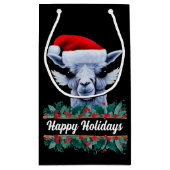 Llama met Santa Hat Small Gift Bag Klein Cadeauzakje (Achterkant)