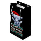 Llama met Santa Hat Small Gift Bag Klein Cadeauzakje (Achterkant Gekanteld)