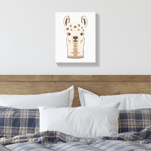 Llama met witte bloesems canvas afdruk (Insitu (Slaapkamer))