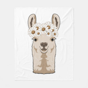 Llama met witte bloesems fleece deken