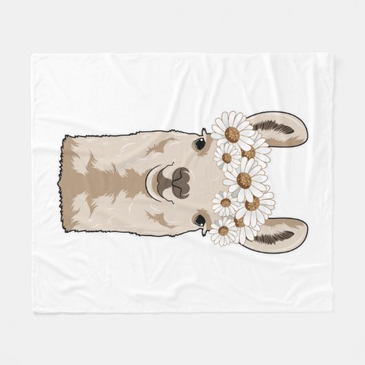 Llama met witte bloesems fleece deken (Voorkant (Horizontaal))