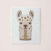 Llama met witte bloesems legpuzzel (Verticaal)