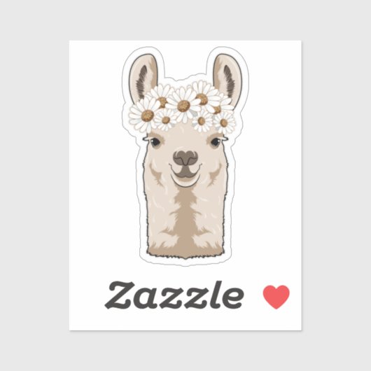 Llama met witte bloesems sticker (Vel)