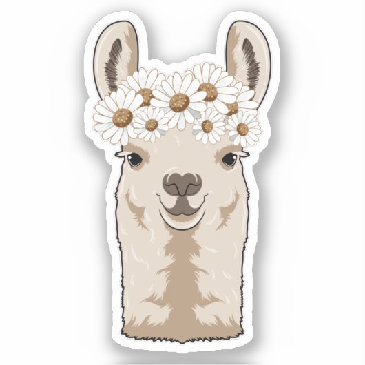 Llama met witte bloesems sticker (Voorkant)