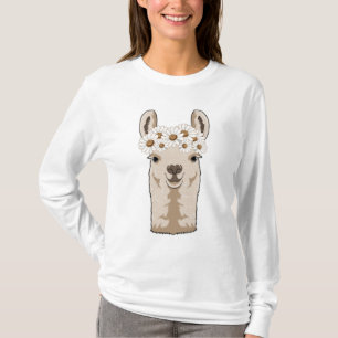 Llama met witte bloesems t-shirt