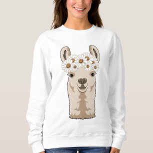 Llama met witte bloesems trui