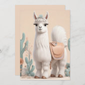 Llama met zadel in de woestijn bedankkaart (Voorkant / Achterkant)
