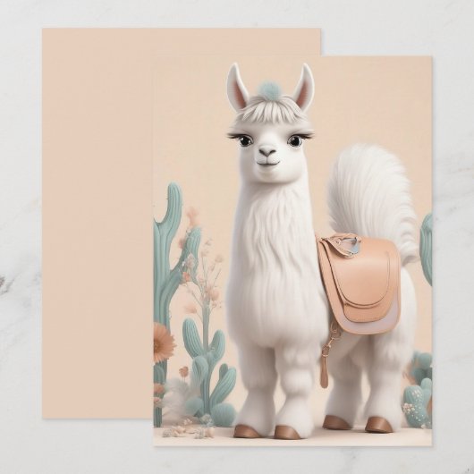 Llama met zadel in de woestijn bedankkaart (Voorkant / Achterkant)
