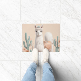 Llama met zadel in de woestijn deurmat