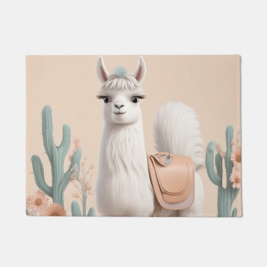 Llama met zadel in de woestijn deurmat (Voorkant)
