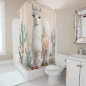 Llama met zadel in de woestijn douchegordijn (In situ)