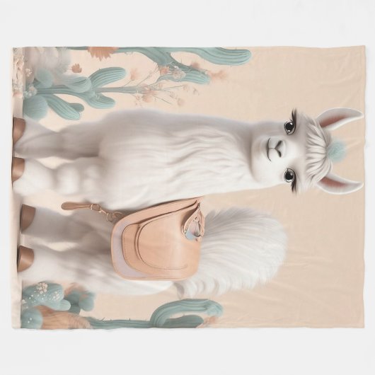 Llama met zadel in de woestijn fleece deken (Voorkant (Horizontaal))