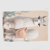 Llama met zadel in de woestijn golfhanddoek (Horizontaal)