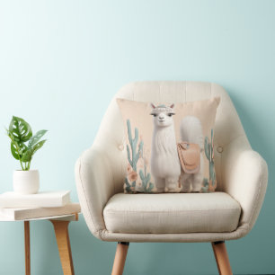 Llama met zadel in de woestijn kussen