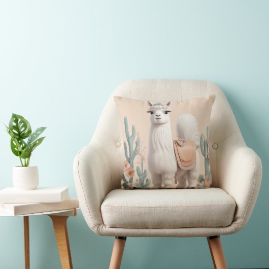 Llama met zadel in de woestijn kussen (Stoel)