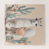 Llama met zadel in de woestijn legpuzzel (Horizontaal)