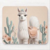 Llama met zadel in de woestijn muismat (Voorkant)