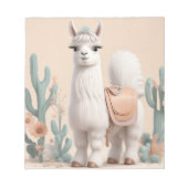 Llama met zadel in de woestijn notitieblok (Voorkant)