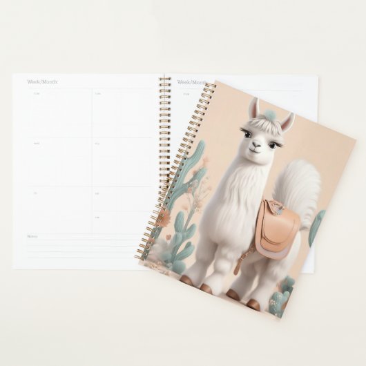 Llama met zadel in de woestijn planner (Display)