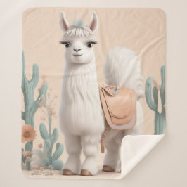 Llama met zadel in de woestijn sherpa deken