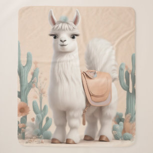 Llama met zadel in de woestijn sherpa deken