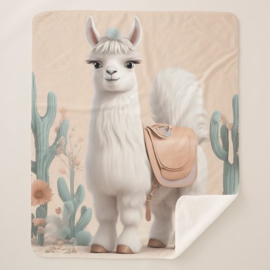 Llama met zadel in de woestijn sherpa deken (Voorkant)
