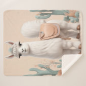 Llama met zadel in de woestijn sherpa deken (Voorkant (horizontaal))