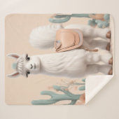 Llama met zadel in de woestijn sherpa deken (Voorkant (horizontaal))