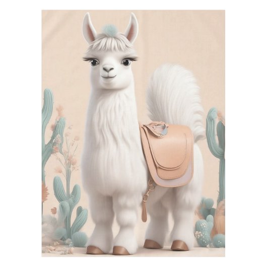 Llama met zadel in de woestijn tafelkleed (Voorkant)
