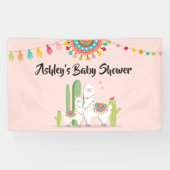 Llama Mexicaans Cactus Fiesta Roze Meisje Baby sho Spandoek (Horizontaal)