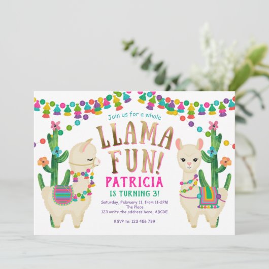 Llama, Mexicaans, FIesta, Schattige, verjaardag Kaart (Staand voorkant)