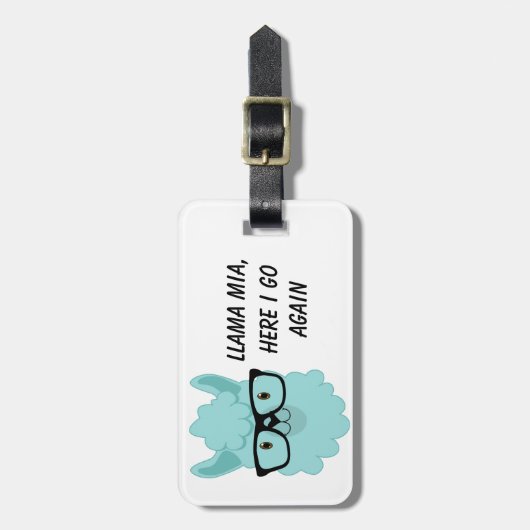 Llama Mia Blauwgroen Bagagelabel (Voorkant verticaal)