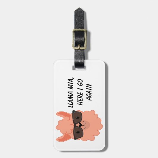 Llama Mia Sinaasappel met zonnebril Bagagelabel (Voorkant verticaal)