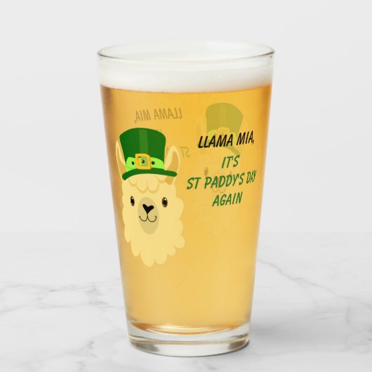 Llama Mia St Paddy's Day Glas (Voorkant gevuld)
