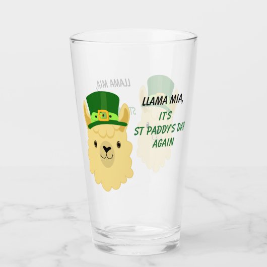 Llama Mia St Paddy's Day Glas (Voorkant)