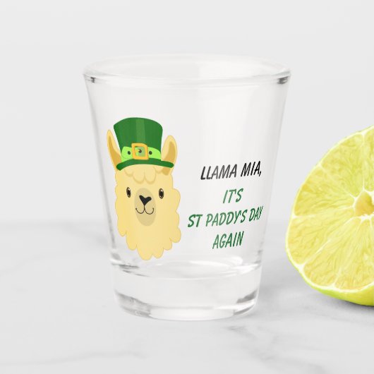 Llama Mia St Paddy's Day Shot Glas (Voorkant)