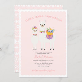 Llama Momma- Cute, Baby Girl Shower Kaart