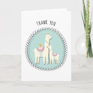 Llama Momma en baby Dank u Notitiekaarten