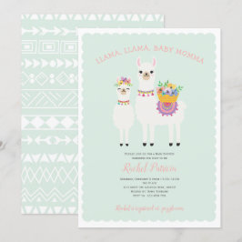 Llama Momma- Schattige, Baby Girl Shower Uitnodigi Kaart