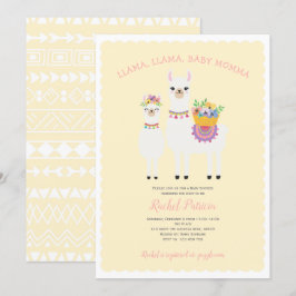 Llama Momma- Schattige, Baby Girl Shower Uitnodigi Kaart